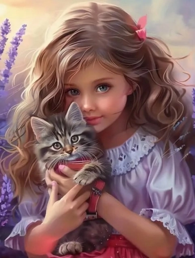 Norimpex gyémántfestés – lány macskával 30 × 40 cm