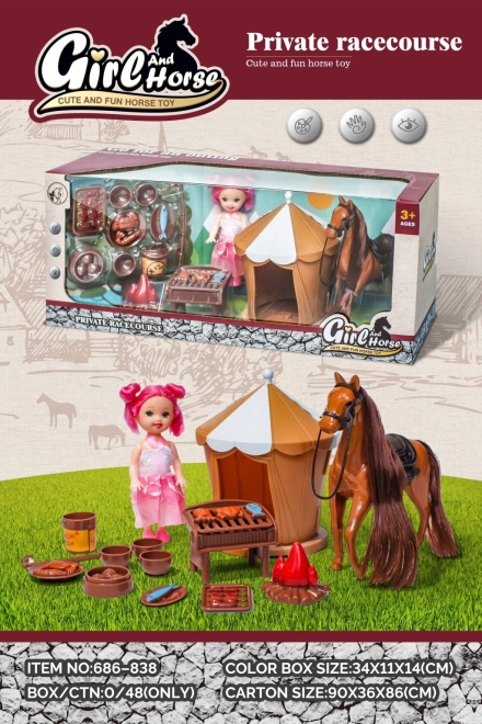 Játékkészlet lóval, babával és kiegészítőkkel