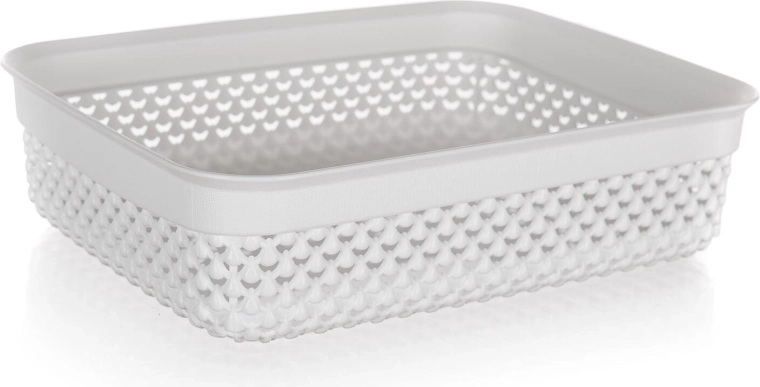 Műanyag rattan hatású fehér kosár 2,2 l 24,5 × 19,5 × 6 cm