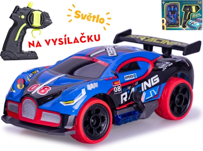 RC versenyautó 1:32, 2,4 GHz-sel és világítással – kék