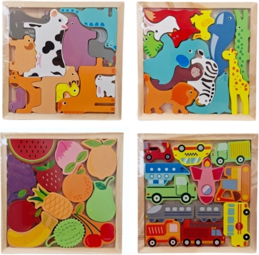 Fa berakós puzzle színes motívumokkal - 1 db