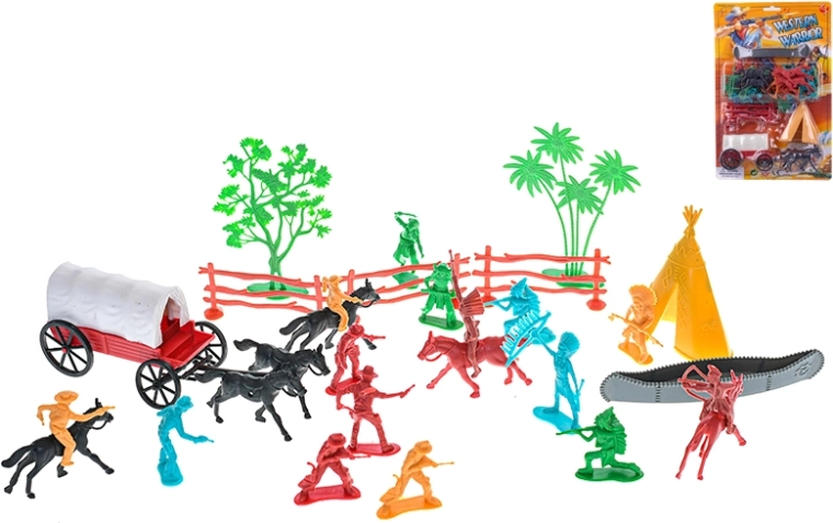 Vadnyugati figurakészlet hintóval és kiegészítőkkel