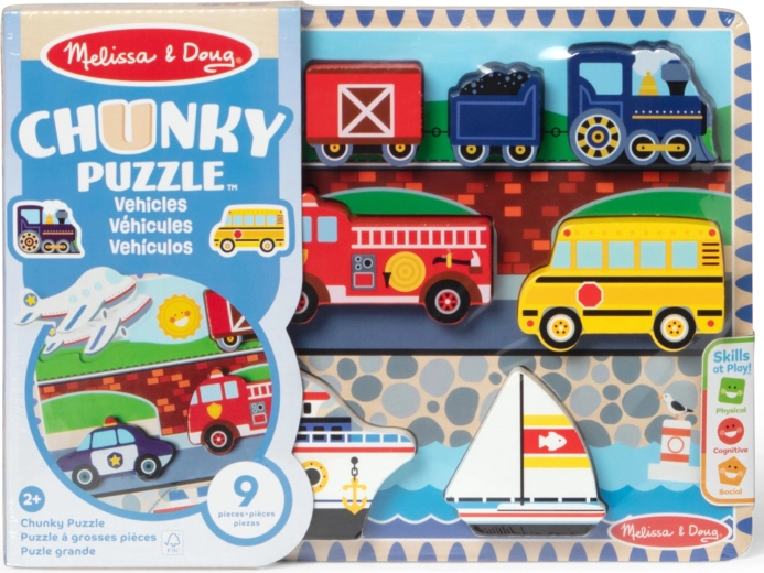 MELISSA & DOUG fa chunky jármű puzzle