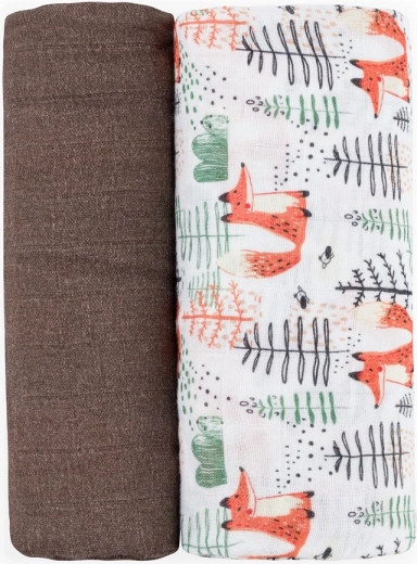 Petite&Mars bambusz muszlin pólyák misty forest fox 120 × 120 cm (2 db)