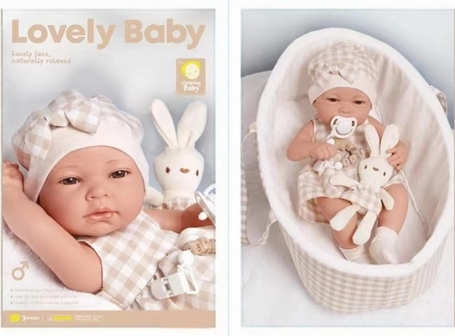 38 cm-es csecsemőbaba hordozóval