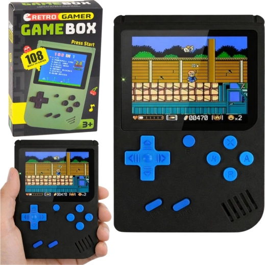 Hordozható retro játékkonzol LCD kijelzővel – 108 játék