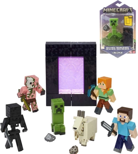 Mattel Minecraft csuklós figura Build-A-Portal 8 cm kiegészítőkkel (különböző változatok) - 1 db