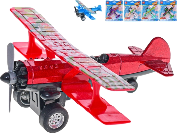 Fém repülőgép modell visszahúzós mechanikával, 10 cm
