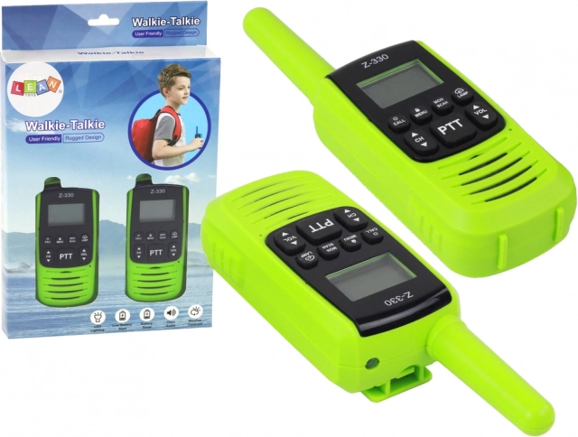 Kompakt zöld Walkie-Talkie 3 km-es hatótávval utazásokhoz való kommunikációra