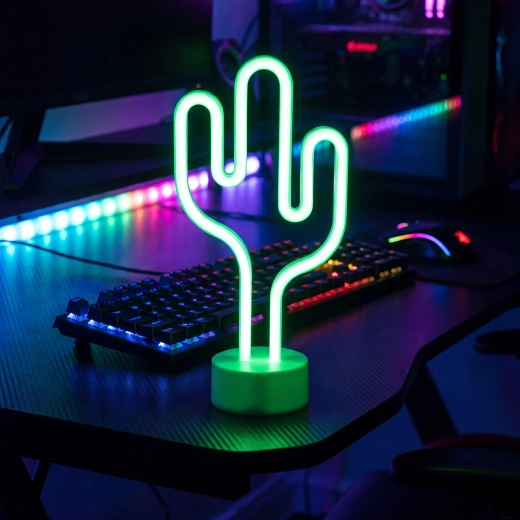 Neonzöld kaktusz LED-lámpa