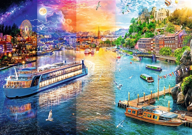 1000 darabos puzzle Folyóparti hajózás