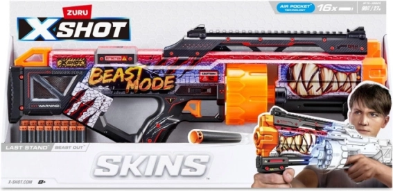 X-Shot Skins Last Stand Beast Mode – gyerek szivacslövedékes blaster (16 lövedék)