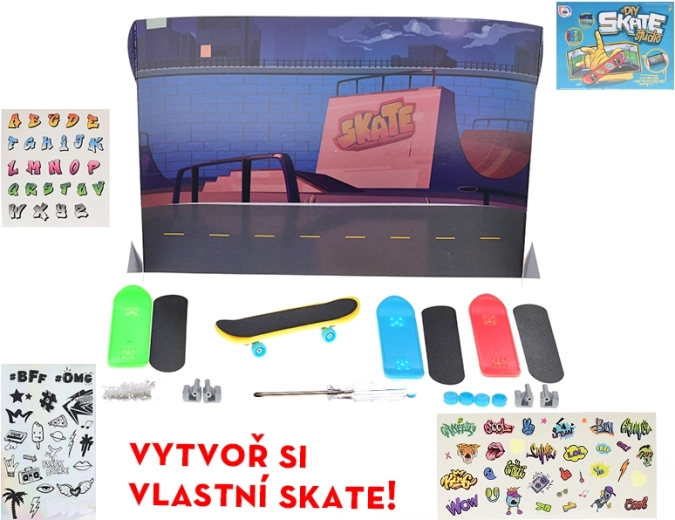 Kreatív fingerboard készlet 9,5 cm – összeszerelés és dekorálás, 4 deszka