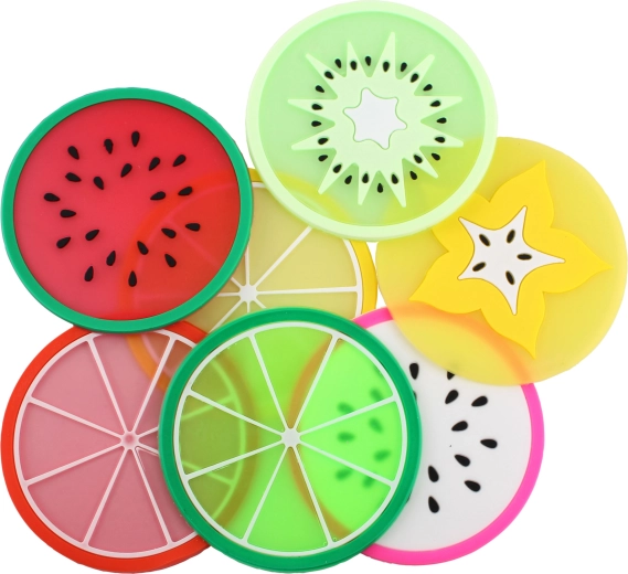 Poháralátét gyümölcsmintával 8,5 × 8,5 cm PVC