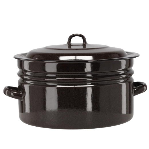 Zománcozott lábas 25 l, 40 cm átmérő, barna fedővel
