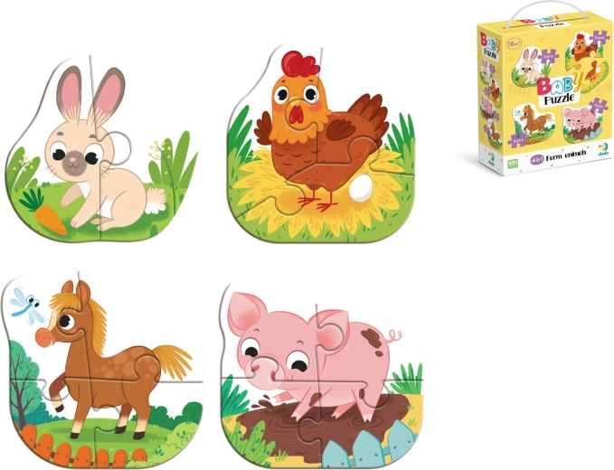 Gyerek puzzle farmállatokkal – 4 kép, 13 darab