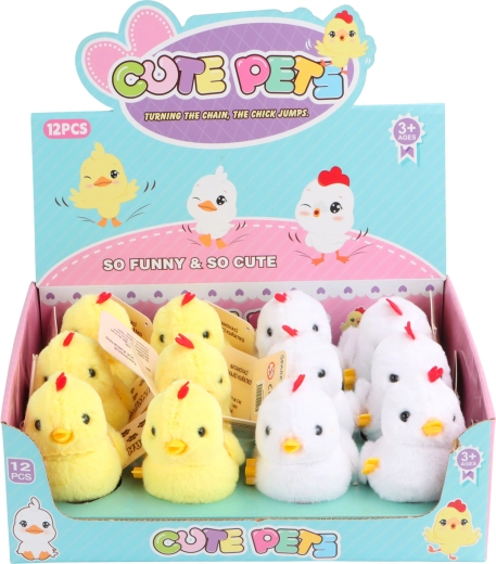 Felhúzható ugráló csibe piros tarajjal