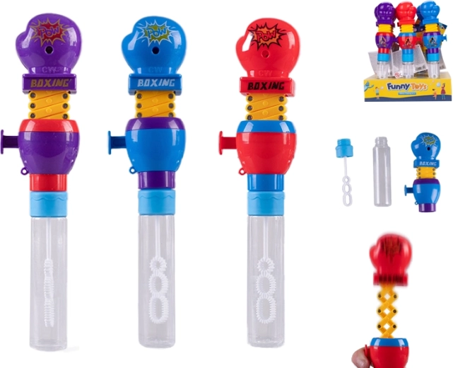 Buborékfújó felhúzható bokszkesztyűvel gyerekeknek