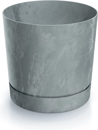 Tubo virágtartó betonhatással, 24 cm, szürke