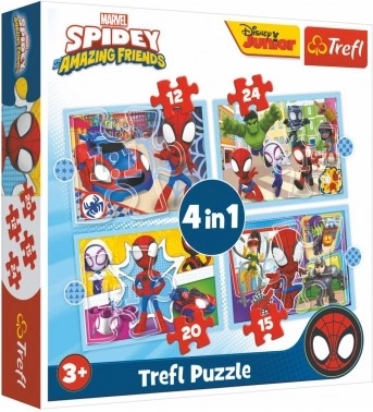4 az 1-ben puzzle – Spidey és csodálatos barátai (12, 15, 20, 24 darab)