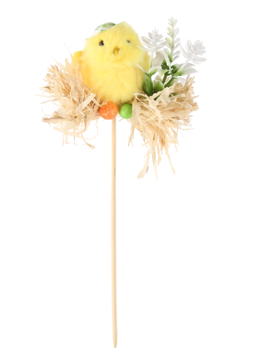 Húsvéti beszúró csibe szalmapeselben 5 × 23 cm, 3 dizájn keveréke (12 db)