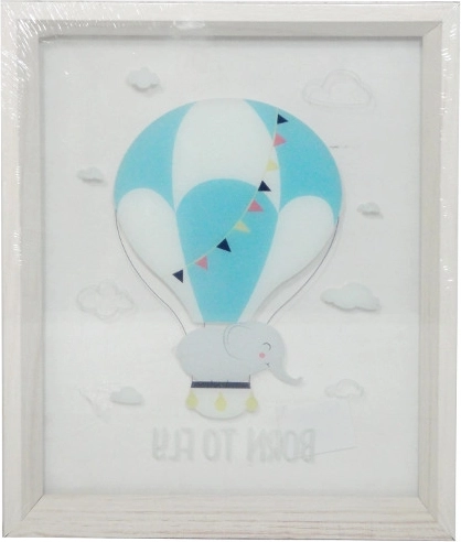 Kép lufival és kiselefánttal átlátszó keretben 25×30 cm