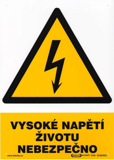 Biztonsági tábla Magas feszültség – életveszélyes A4 műanyag