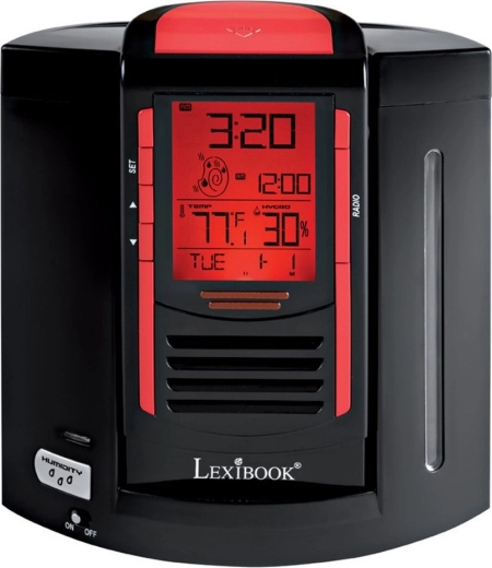 LEXIBOOK rádióébresztő párásítóval, kijelzővel, hőmérséklet- és páratartalom-méréssel