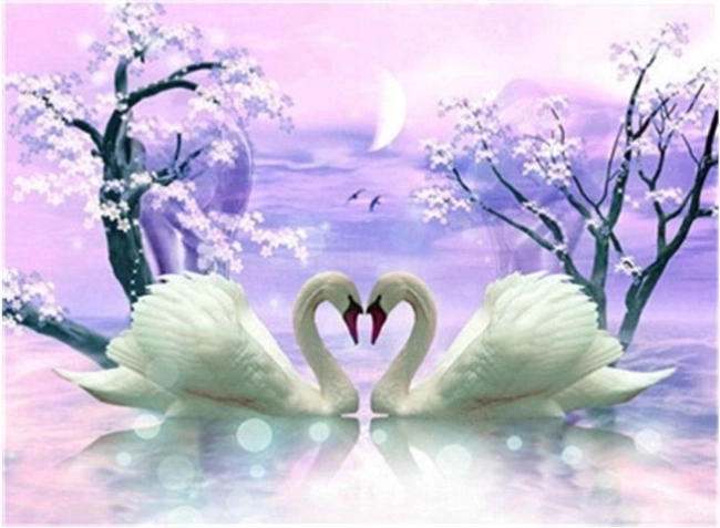Gyémántszemes festés Hattyús szerelem 30 × 40 cm