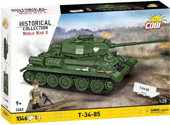 Cobi T-34-85 tanképítő készlet 2 az 1-ben, 1:28 méretarány