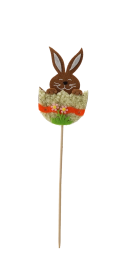 Húsvéti dísz pálcikán – nyuszi tojáshéjban 6 × 10 cm, színes mix