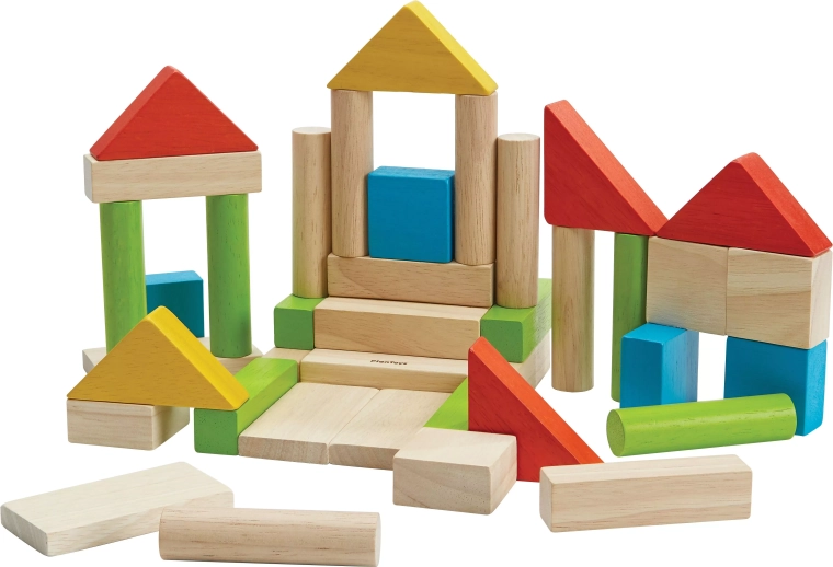 Plan Toys színes fa építőkockák 40 db