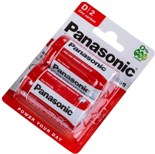 Panasonic Red Zinc cink-szén elem R20 1,5 V (2 db-os bliszter)