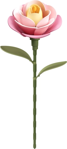 Robotime Rokr 3D virág Rózsaszín kamélia – ragasztó nélküli építőkészlet, 37 darab