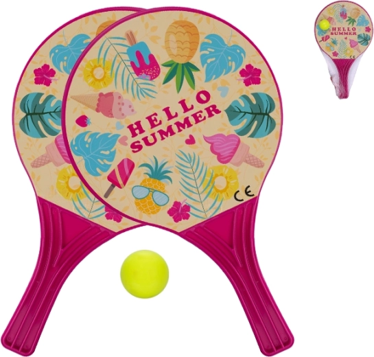 Strandröplabda-ütők labdával, 37,5 cm – rózsaszín