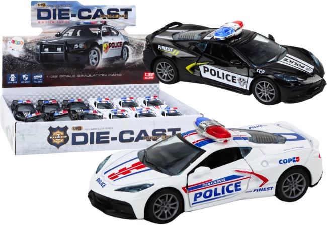 Fém rendőrautó 1:32 meghajtással