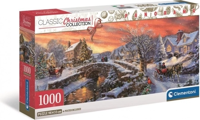 Clementoni panoráma puzzle Karácsonyi kisváros 1000 darab