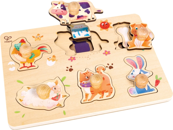 Hape fa réteges farm kirakó fogantyúkkal