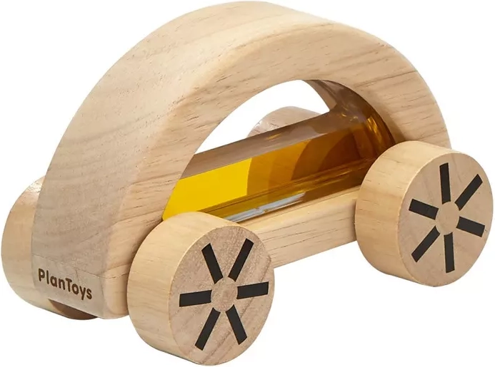 PlanToys fa játékautó vízzel, sárga - 1 db