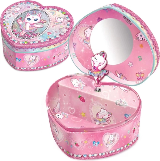 Zenedobozos ékszertartó macska Szív