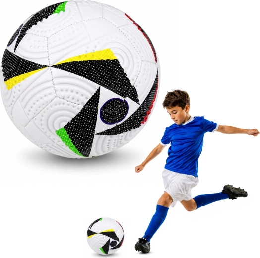 Edző futballlabda 5-ös méret (22 cm) fehér mintával