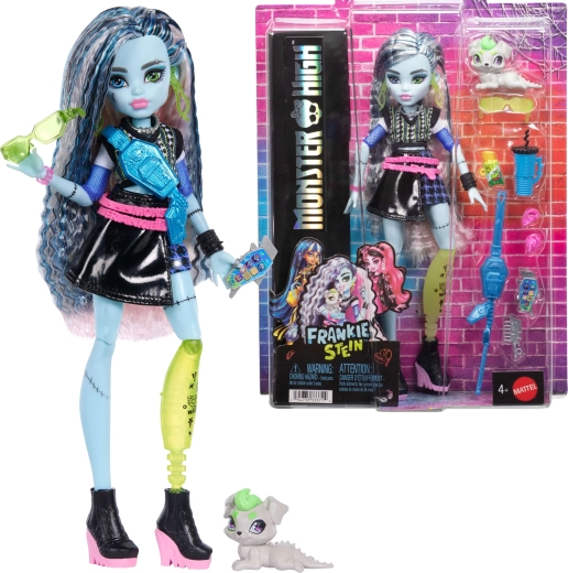 Monster High Frankie Stein baba 26 cm kiegészítőkkel és kisállattal