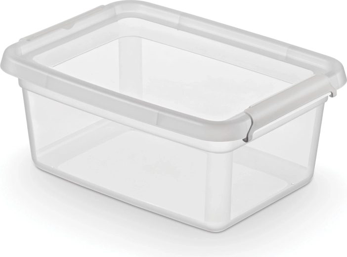 Basestore tárolódoboz fedéllel és csatos rögzítőkkel, 4,5 l