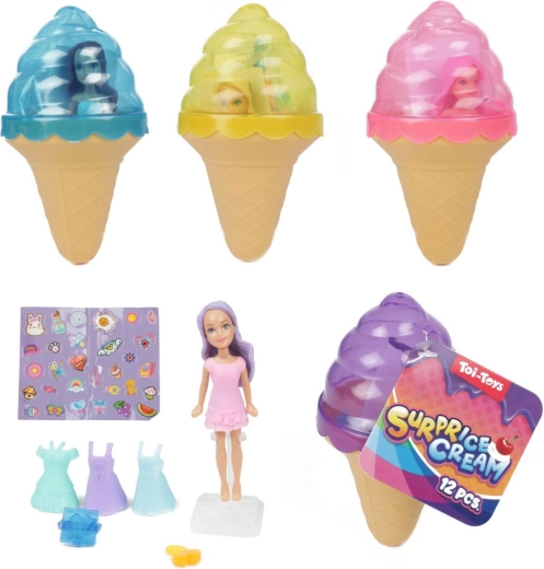 Mini baba fagylaltban kiegészítőkkel 12 cm - 1 darab