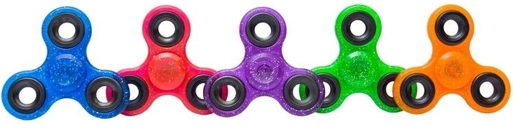 Csillámos fidget spinner 7,5 cm – különböző színek - 1 db