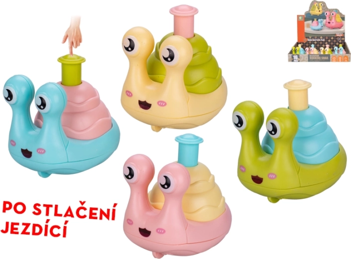 Lenyomható, guruló csiga 7 cm – szórakoztató játék 3 éves kortól