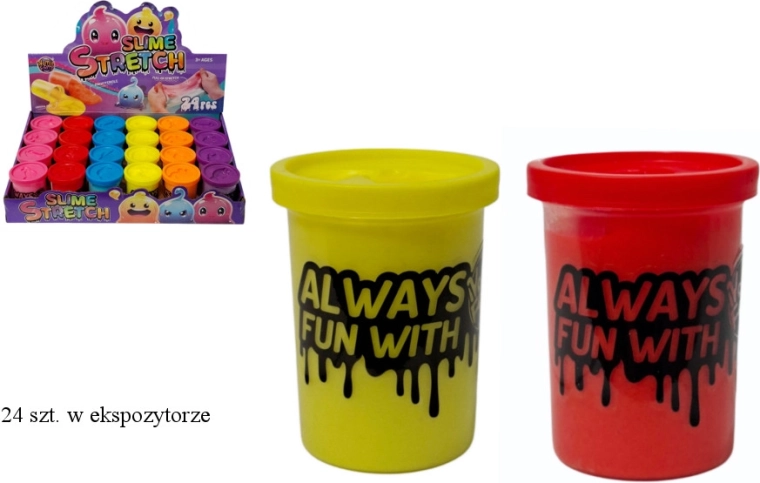 Nyálkás slime színes tégelyben
