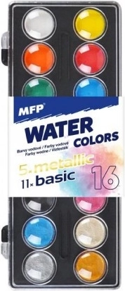 Vízfestékek 16 db műanyag dobozban