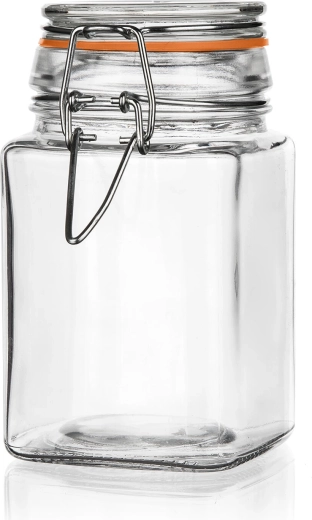 Lina üveg légmentesen záródó, 260 ml-es, szögletes befőttes üveg pattintós zárral