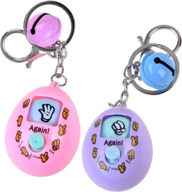 Elektronikus tojás alakú kulcstartó kő–papír–olló játékkal – Kulcstartó